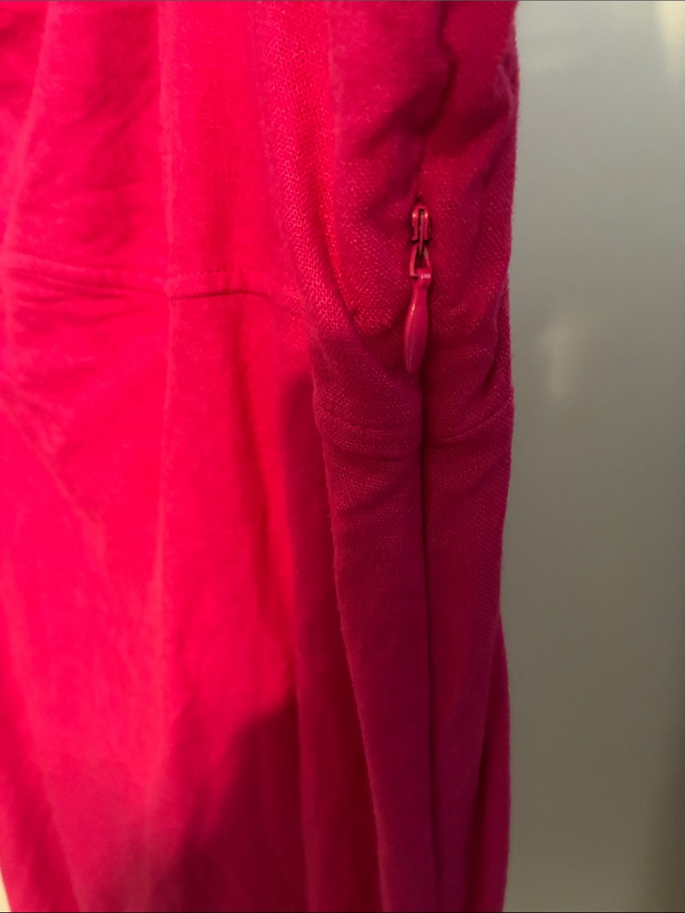 A New Day Puff Sleeve Linen Blend Dress Dark Pink Smocked Back Medium - Picture 7 of 7